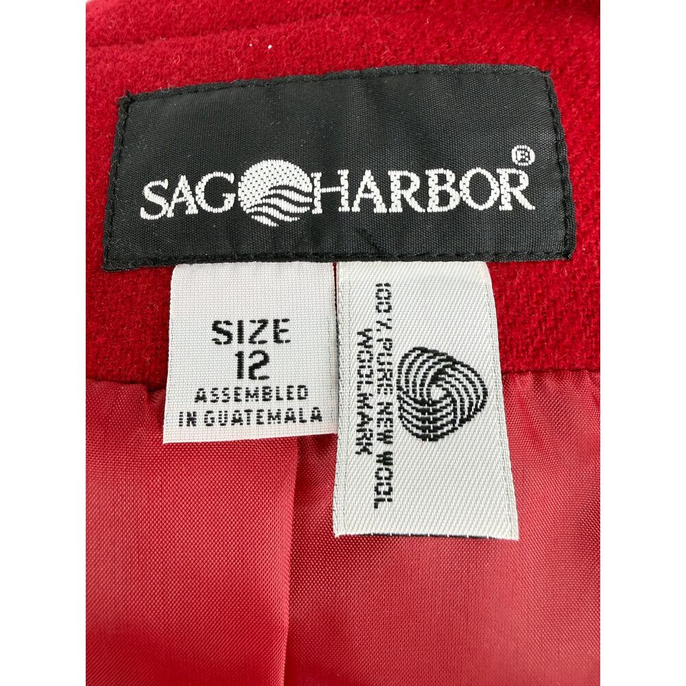 Sag Harbor Red 100% Wool Blazer Womens Sz 12 Vintage Preppy Office Siren - Picture 5 of 8